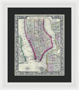 Old Map Of New York City 1860 - Framed Print