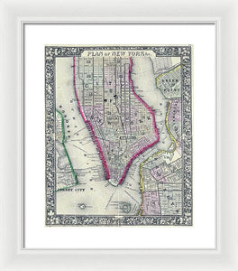 Old Map Of New York City 1860 - Framed Print