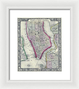 Old Map Of New York City 1860 - Framed Print