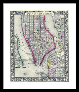 Old Map Of New York City 1860 - Framed Print