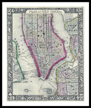 Load image into Gallery viewer, Old Map Of New York City 1860 - Framed Print