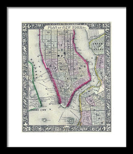 Old Map Of New York City 1860 - Framed Print