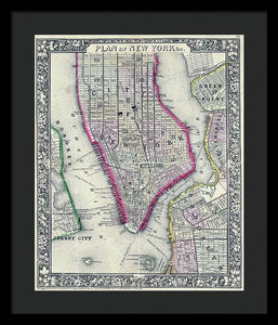 Old Map Of New York City 1860 - Framed Print