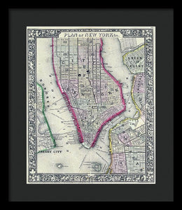 Old Map Of New York City 1860 - Framed Print