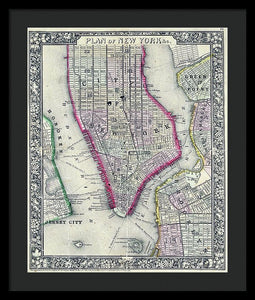 Old Map Of New York City 1860 - Framed Print