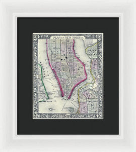 Old Map Of New York City 1860 - Framed Print