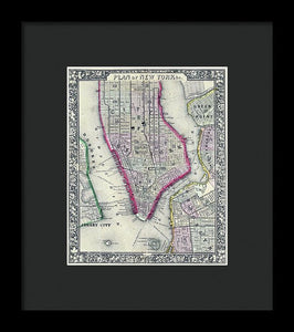 Old Map Of New York City 1860 - Framed Print