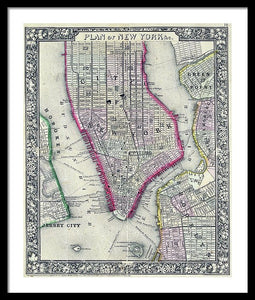 Old Map Of New York City 1860 - Framed Print