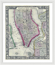 Load image into Gallery viewer, Old Map Of New York City 1860 - Framed Print