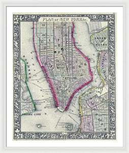 Old Map Of New York City 1860 - Framed Print