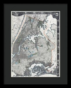 Old Map Of New York City 1900 - Framed Print