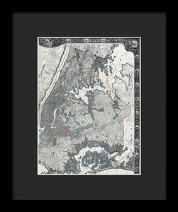 Old Map Of New York City 1900 - Framed Print