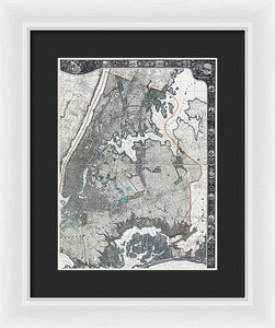 Old Map Of New York City 1900 - Framed Print