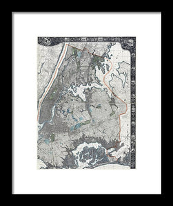 Old Map Of New York City 1900 - Framed Print