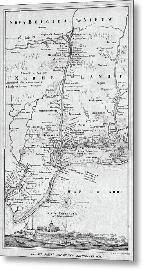 Old New York City Map 1656 - Metal Print