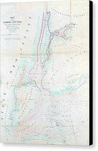 Load image into Gallery viewer, Old Map Of New York Harbor 1857 - Canvas Print