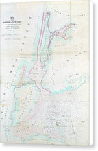 Load image into Gallery viewer, Old Map Of New York Harbor 1857 - Canvas Print