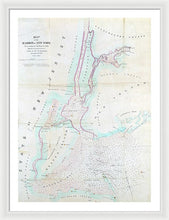 Load image into Gallery viewer, Old Map Of New York Harbor 1857 - Framed Print