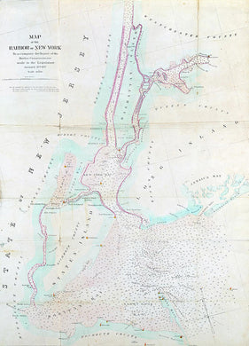 Old Map Of New York Harbor 1857 - Art Print