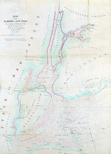 Old Map Of New York Harbor 1857 - Art Print