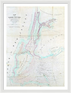 Old Map Of New York Harbor 1857 - Framed Print