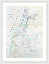 Load image into Gallery viewer, Old Map Of New York Harbor 1857 - Framed Print