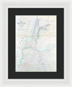 Old Map Of New York Harbor 1857 - Framed Print