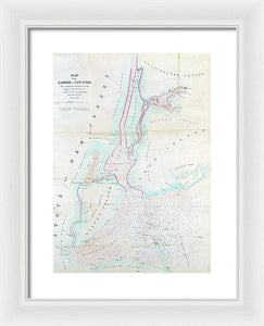 Old Map Of New York Harbor 1857 - Framed Print