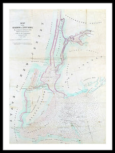 Old Map Of New York Harbor 1857 - Framed Print