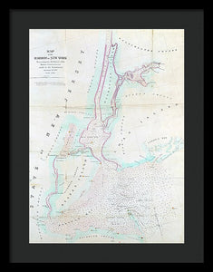 Old Map Of New York Harbor 1857 - Framed Print