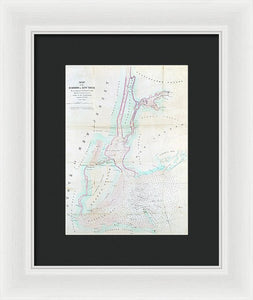 Old Map Of New York Harbor 1857 - Framed Print