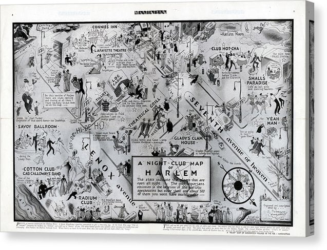 Old Night Club Map Of Harlem - Canvas Print