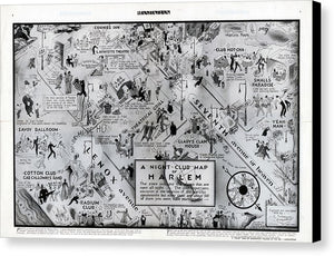 Old Night Club Map Of Harlem - Canvas Print