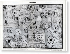 Old Night Club Map Of Harlem - Canvas Print