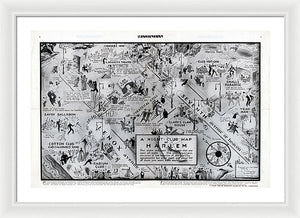 Old Night Club Map Of Harlem - Framed Print