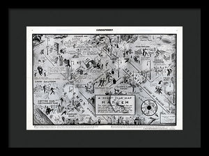 Old Night Club Map Of Harlem - Framed Print