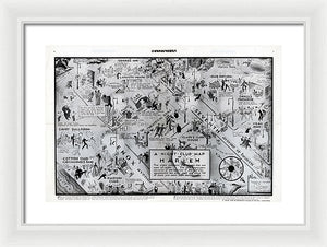 Old Night Club Map Of Harlem - Framed Print