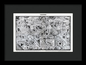 Old Night Club Map Of Harlem - Framed Print