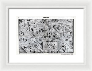 Old Night Club Map Of Harlem - Framed Print