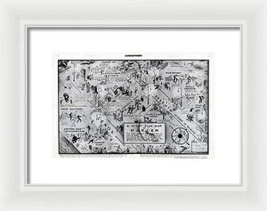 Old Night Club Map Of Harlem - Framed Print