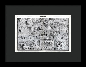 Old Night Club Map Of Harlem - Framed Print