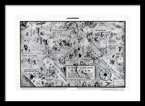 Old Night Club Map Of Harlem - Framed Print