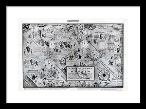 Old Night Club Map Of Harlem - Framed Print