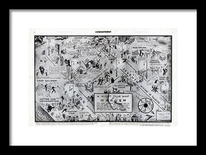 Old Night Club Map Of Harlem - Framed Print