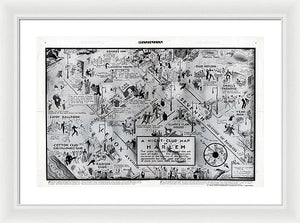 Old Night Club Map Of Harlem - Framed Print