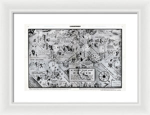 Old Night Club Map Of Harlem - Framed Print