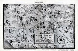 Old Night Club Map Of Harlem - Art Print