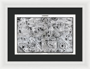 Old Night Club Map Of Harlem - Framed Print