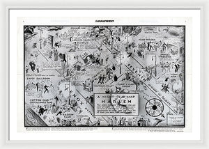 Old Night Club Map Of Harlem - Framed Print