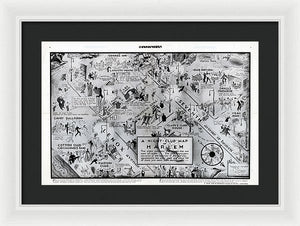 Old Night Club Map Of Harlem - Framed Print